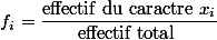 f_i=\dfrac{\text{effectif du caractre }x_i}{\text{effectif total }}